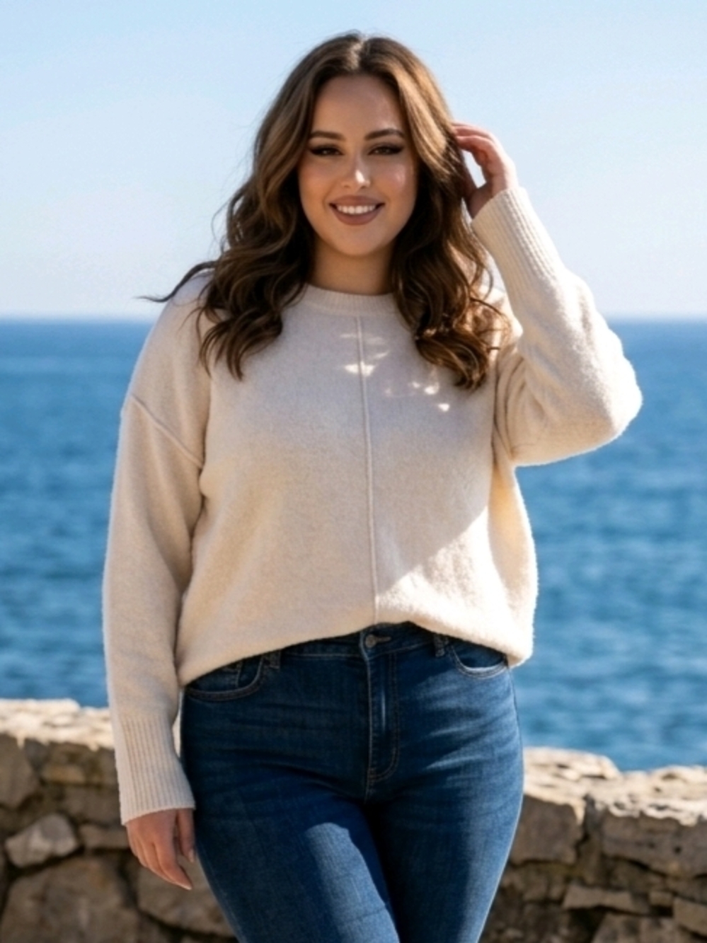 Legendary Outfitters Cream Crewneck Sweater Ribbed Long-sleeved XXL EUC